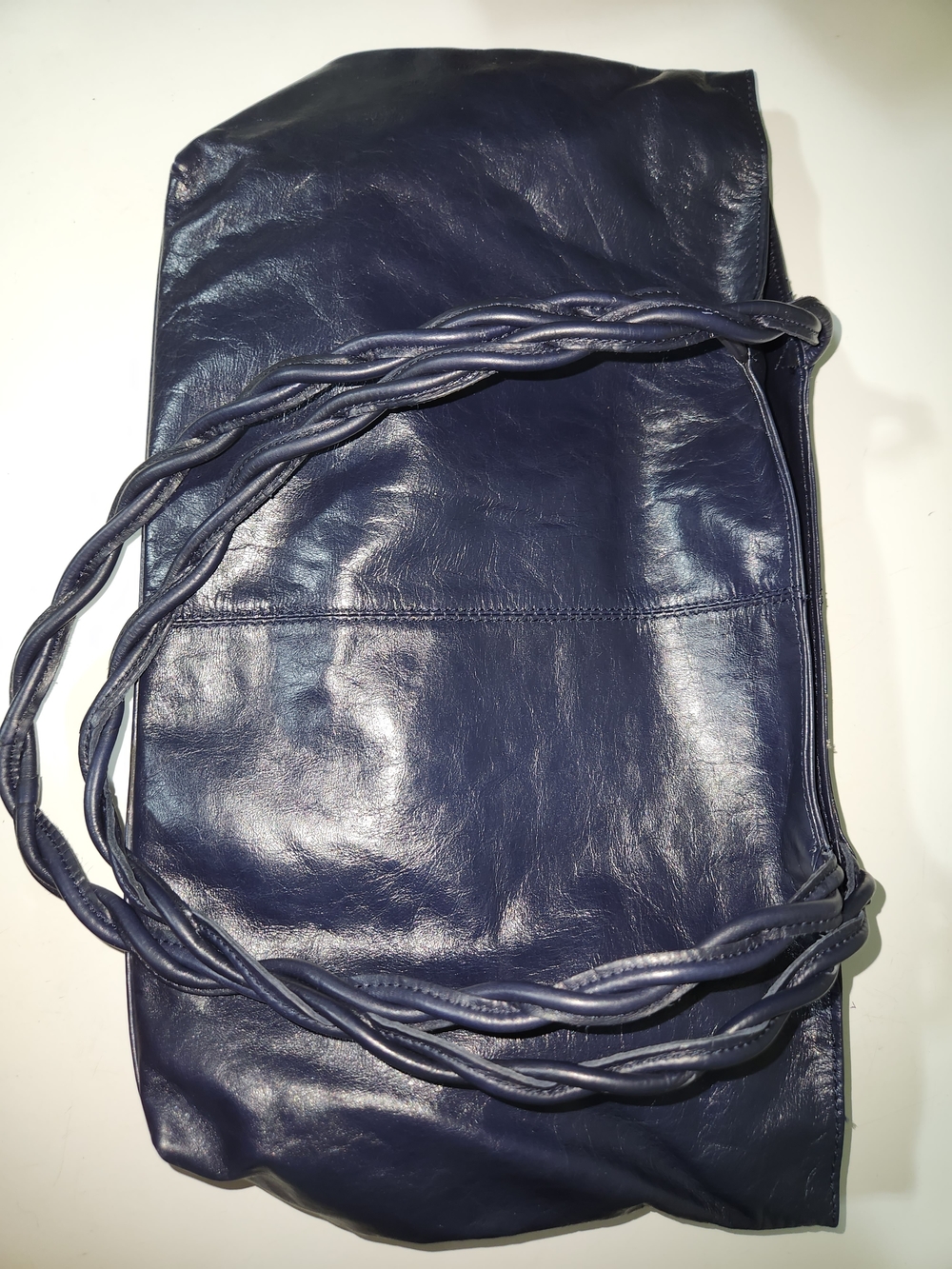Men's Navy Leather Shoulder Bag - Classic Everyday Carry